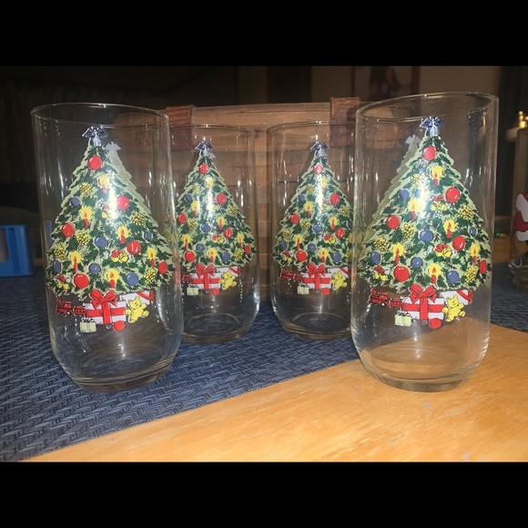 Holiday Vintage Mid Century Handpainted Christmas Tree Glasses Set Of 4 Poshmark